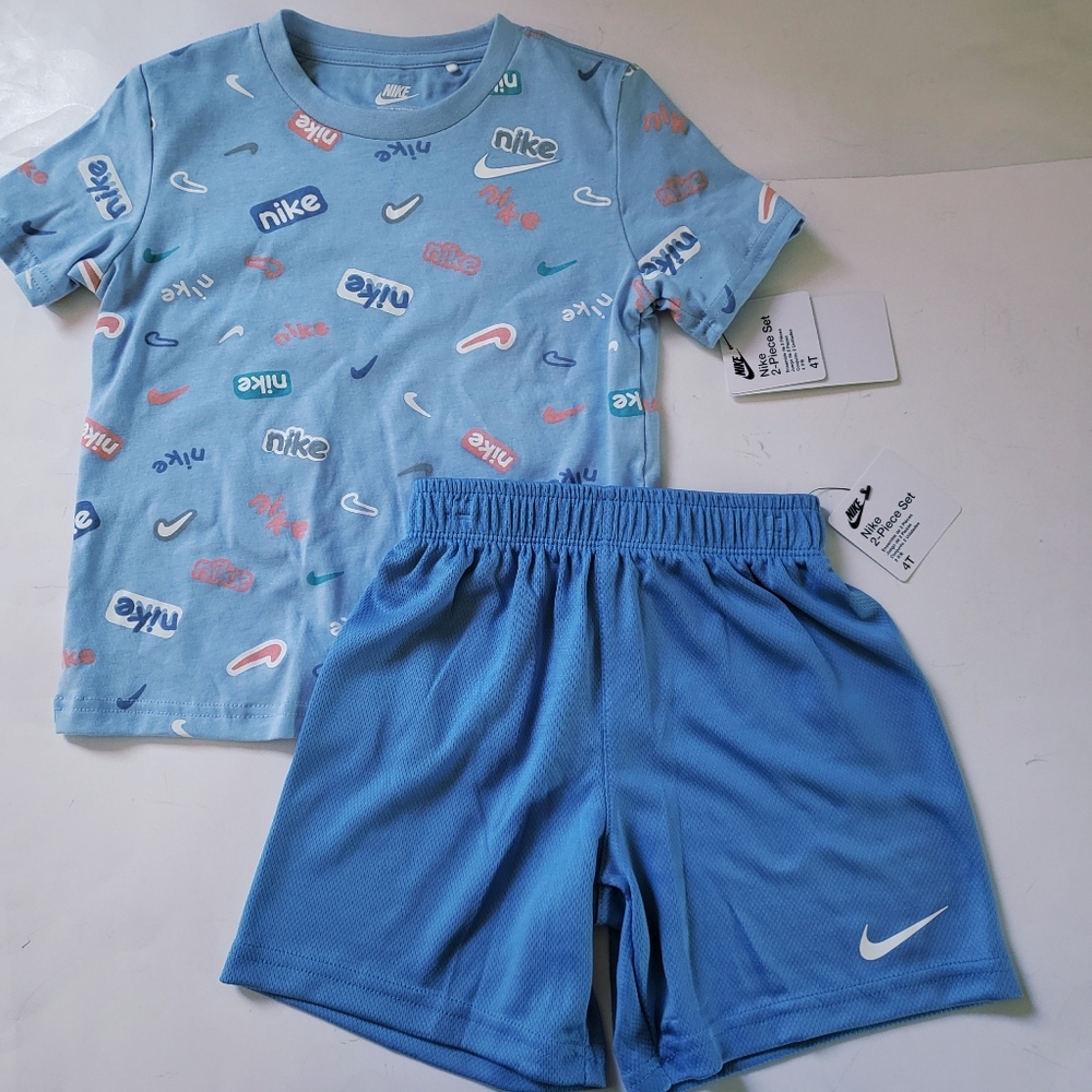 Nike toddler boys 2-pc Shorts set t-shirt Size 3T 4T Blue